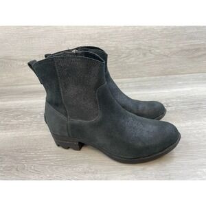 Sorel Lolla II Women's US 6.5 Black Metallic Leather Side Zip Biker Ankle Bootie